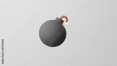 Minimalism Bomb, explosive emoji, fuse symbol. Isolated on white background. 3d render