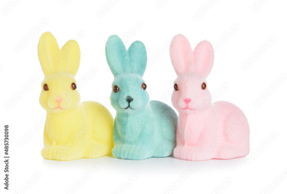 Cute Easter bunnies on white background Cute Easter bunnies on white background