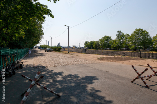 Entrance to the pier of the Middle Harbor in Kronstadt, St. Petersburg