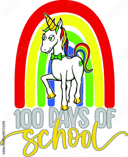 100 days of school with unicorn and rainbow