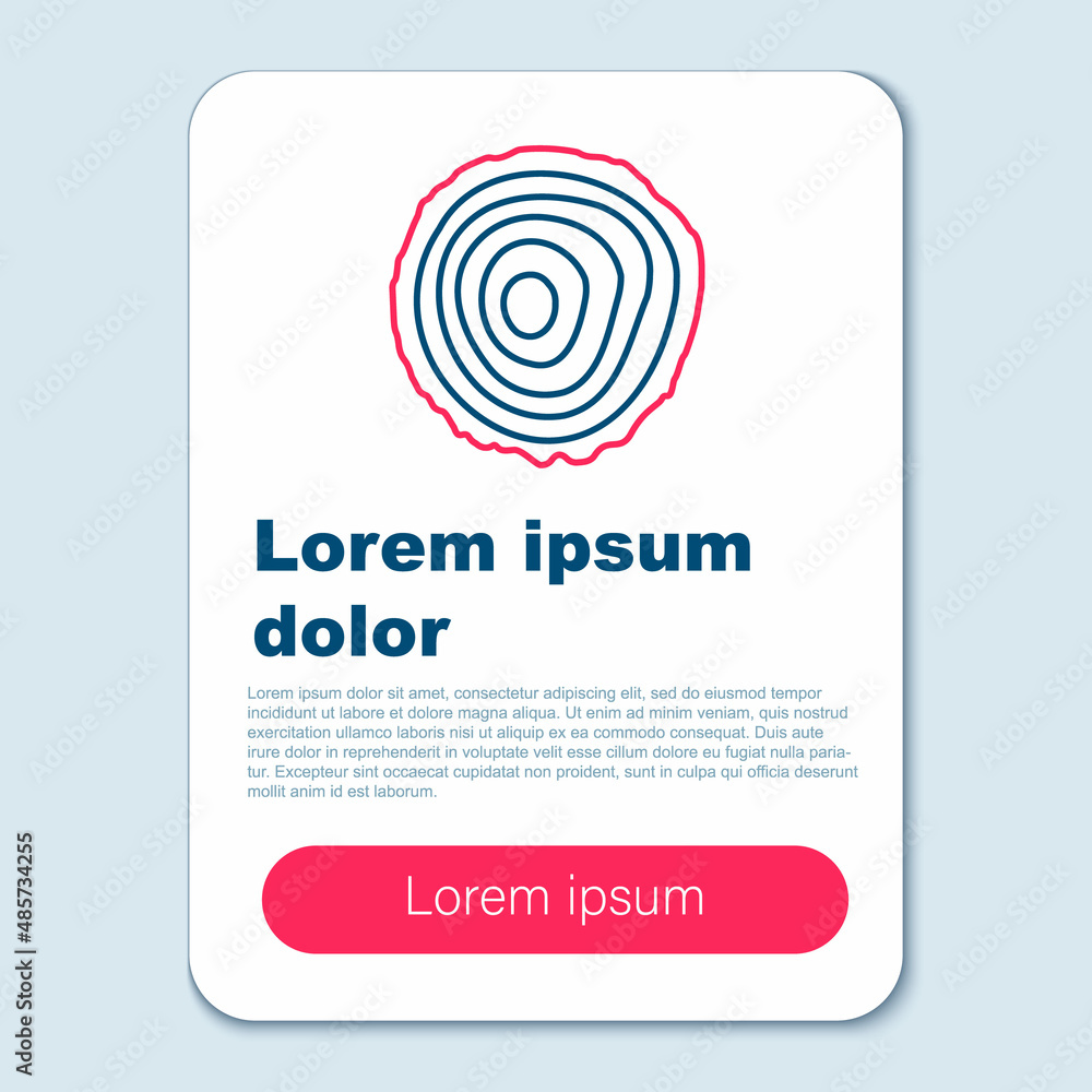 Line Tree rings icon isolated on grey background. Wooden cross section. Colorful outline concept. Vector Line Tree rings icon isolated on grey background. Wooden cross section. Colorful outline concept. Vector
