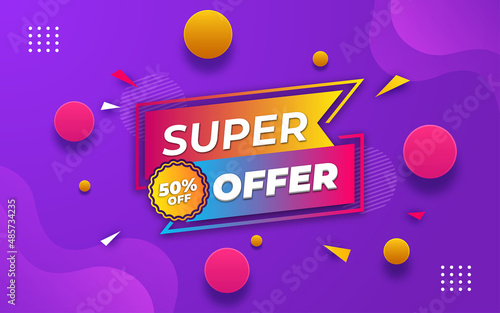 Super offer banner template with editable text effect.