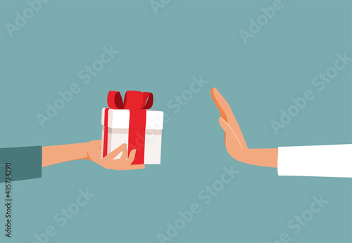 Hand Refusing Bribe Gift Vector Conceptual Illustration photo