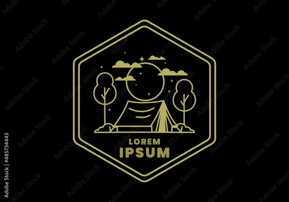 Obraz premium Camping with tent flat illustration