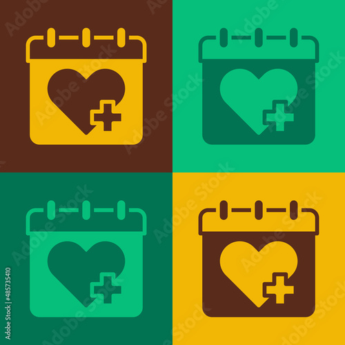 Pop art Doctor appointment icon isolated on color background. Calendar, planning board, agenda, consultation doctor. Vector