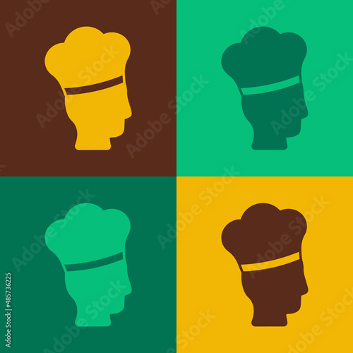 Pop art Italian cook icon isolated on color background. Vector