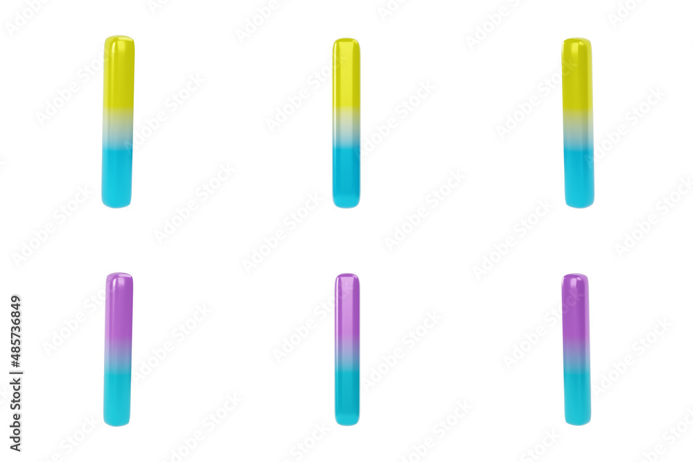 Gradient Letter I on white background. Uppercase and lowercase. 3d render illustration Gradient Letter I on white background. Uppercase and lowercase. 3d render illustration