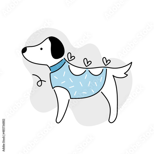 Sick dog line doodle icon for veterinary clinic. Dog, pet sterilization vector illustration.