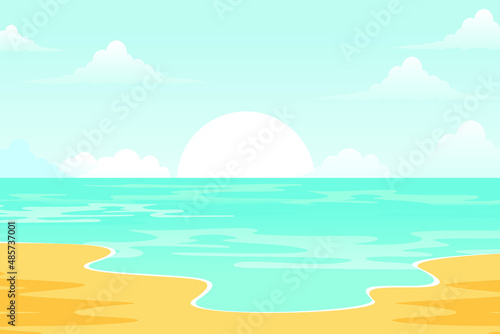 Hello summer. Summer landscape background.Beach background with sunrise