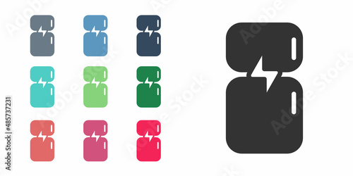 Black Refrigerator icon isolated on white background. Fridge freezer refrigerator. Household tech and appliances. Set icons colorful. Vector