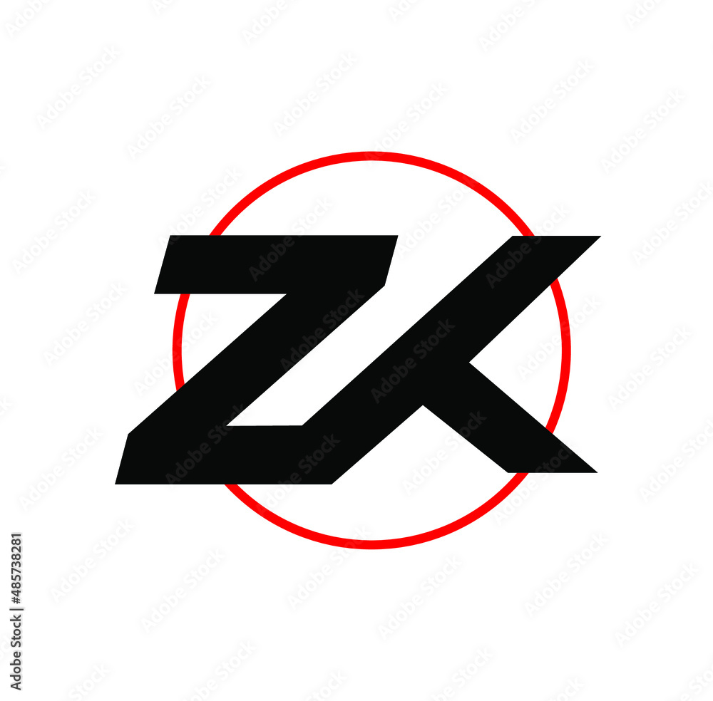 ZK company name letters monogram. ZK Brand name Logo. ZK company name letters monogram. ZK Brand name Logo.