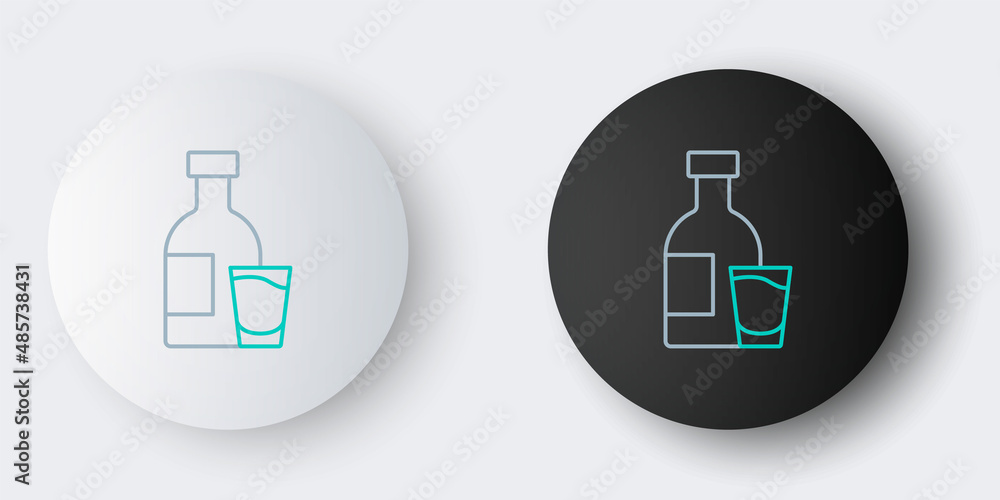 Line Bottle of vodka with glass icon isolated on grey background. Colorful outline concept. Vector