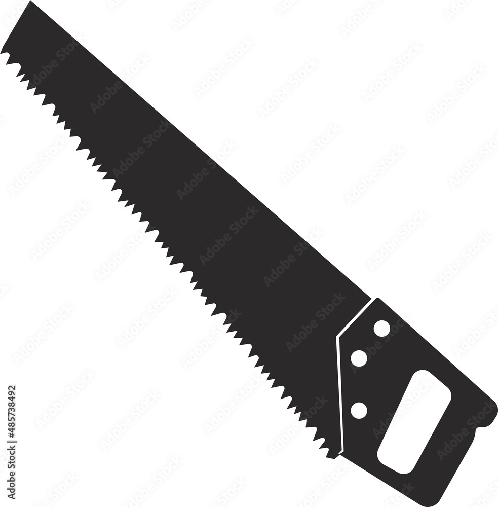 Hand saw for sawing wood. Black flat symbol. I Hand saw for sawing wood. Black flat symbol. I