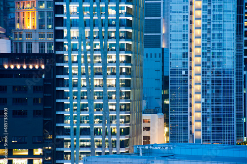 Canvas Print Office Blocks at Night in Singapore CBD, Southeast Asia