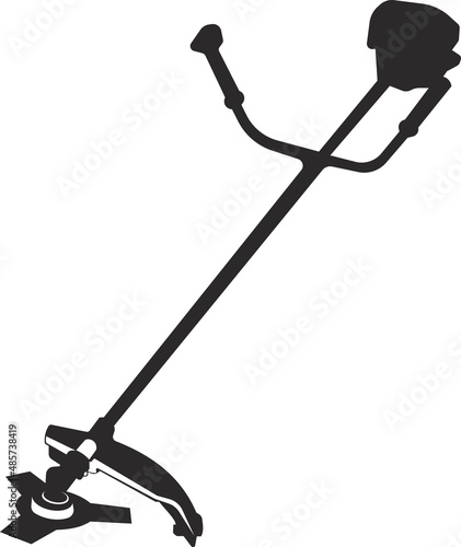 Gasoline lawn mower. Agricultural tools. Black flat symbol..