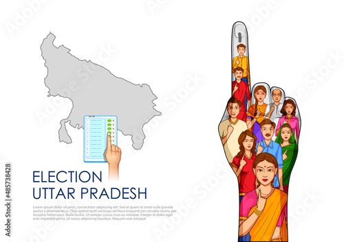 Different people showing voting finger for Uttar Pradesh Legislative Assembly election