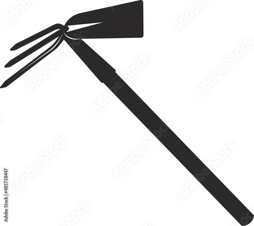 Garden manual double sided hoe with a rake.