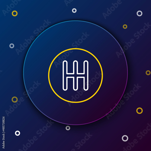 Line Gear shifter icon isolated on blue background. Transmission icon. Colorful outline concept. Vector