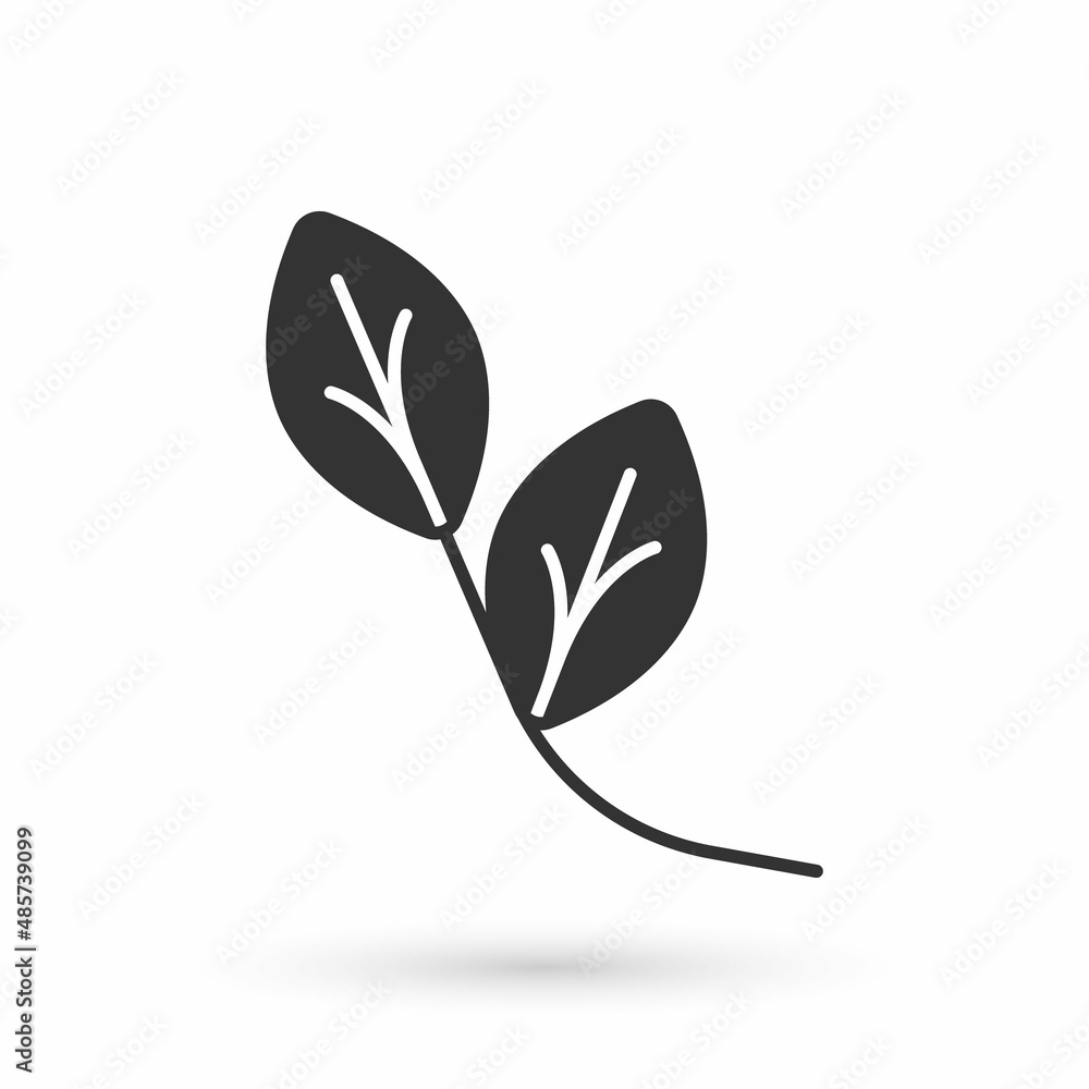 Obraz premium Grey Leaf icon isolated on white background. Leaves sign. Fresh natural product symbol. Vector