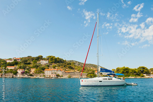 Photo of a sailing boat at Kolocep Island (Kalamota), Elaphiti Islands, Dalmatian Coast, Croatia