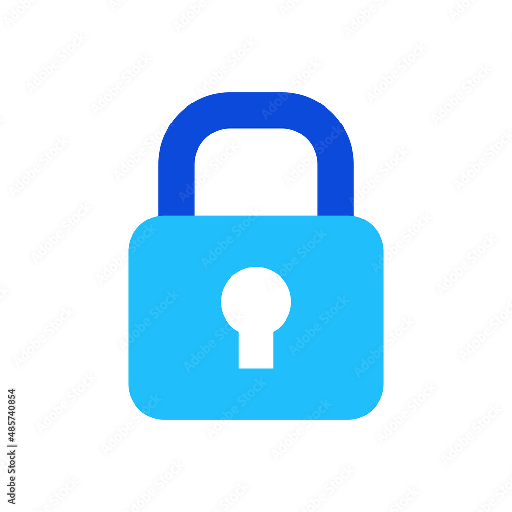 Lock security icon vector graphic illustration in blue Lock security icon vector graphic illustration in blue