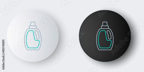 Line Plastic bottle for laundry detergent, bleach, dishwashing liquid or another cleaning agent icon isolated on grey background. Colorful outline concept. Vector