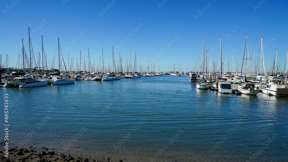 Boats in the marina at Manly Boat Harbour, Queensland, Australia 