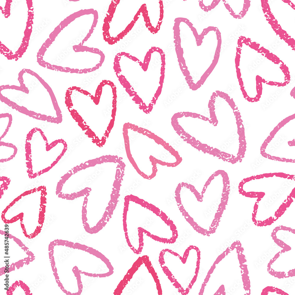 Heart pattern background. Cute Valentine vector seamless repeat pattern design of red and pink hand drawn textured love hearts. Heart pattern background. Cute Valentine vector seamless repeat pattern design of red and pink hand drawn textured love hearts.