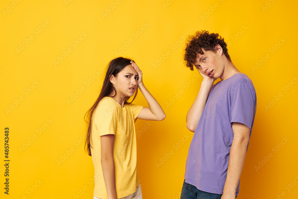portrait of a man and a woman Friendship posing fun studio Lifestyle unaltered portrait of a man and a woman Friendship posing fun studio Lifestyle unaltered