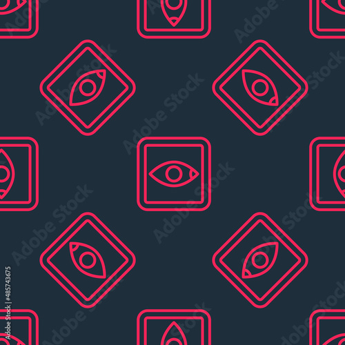 Red line Film or movie cinematography rating or review icon isolated seamless pattern on black background. Vector © Iryna