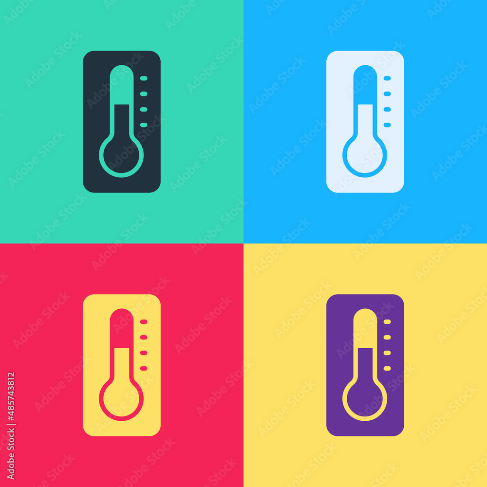 Pop art Medical thermometer for medical examination icon isolated on color background. Vector Pop art Medical thermometer for medical examination icon isolated on color background. Vector