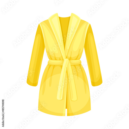 Yellow female bathrobe, dressing gown cartoon vector illustration