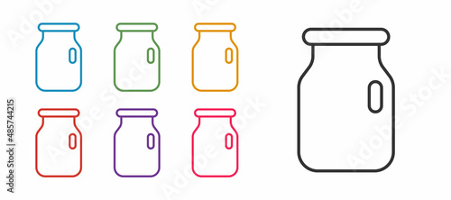 Set line Glass jar with screw-cap icon isolated on white background. Set icons colorful. Vector