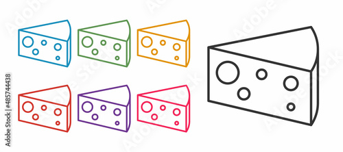 Set line Cheese icon isolated on white background. Set icons colorful. Vector
