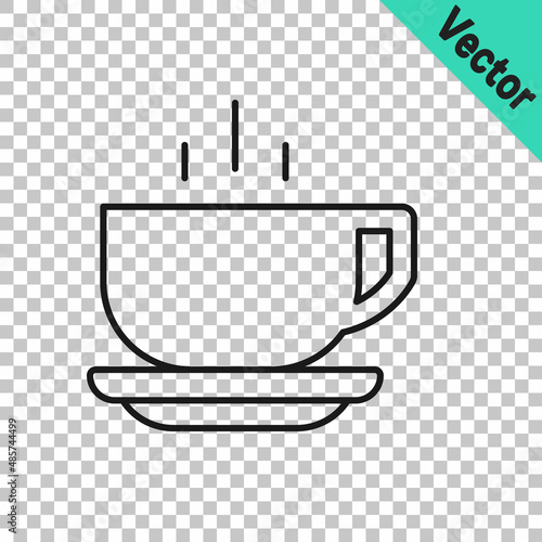 Black line Coffee cup icon isolated on transparent background. Tea cup. Hot drink coffee. Vector