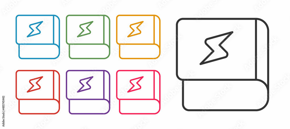 Set line Book about electricity icon isolated on white background. Set icons colorful. Vector Set line Book about electricity icon isolated on white background. Set icons colorful. Vector