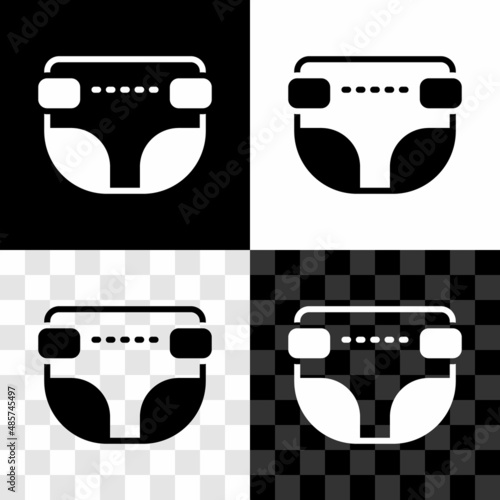 Set Adult diaper icon isolated on black and white, transparent background. Vector