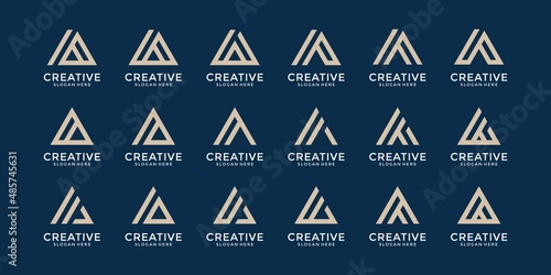 Set of creative monogram letter a logo template.