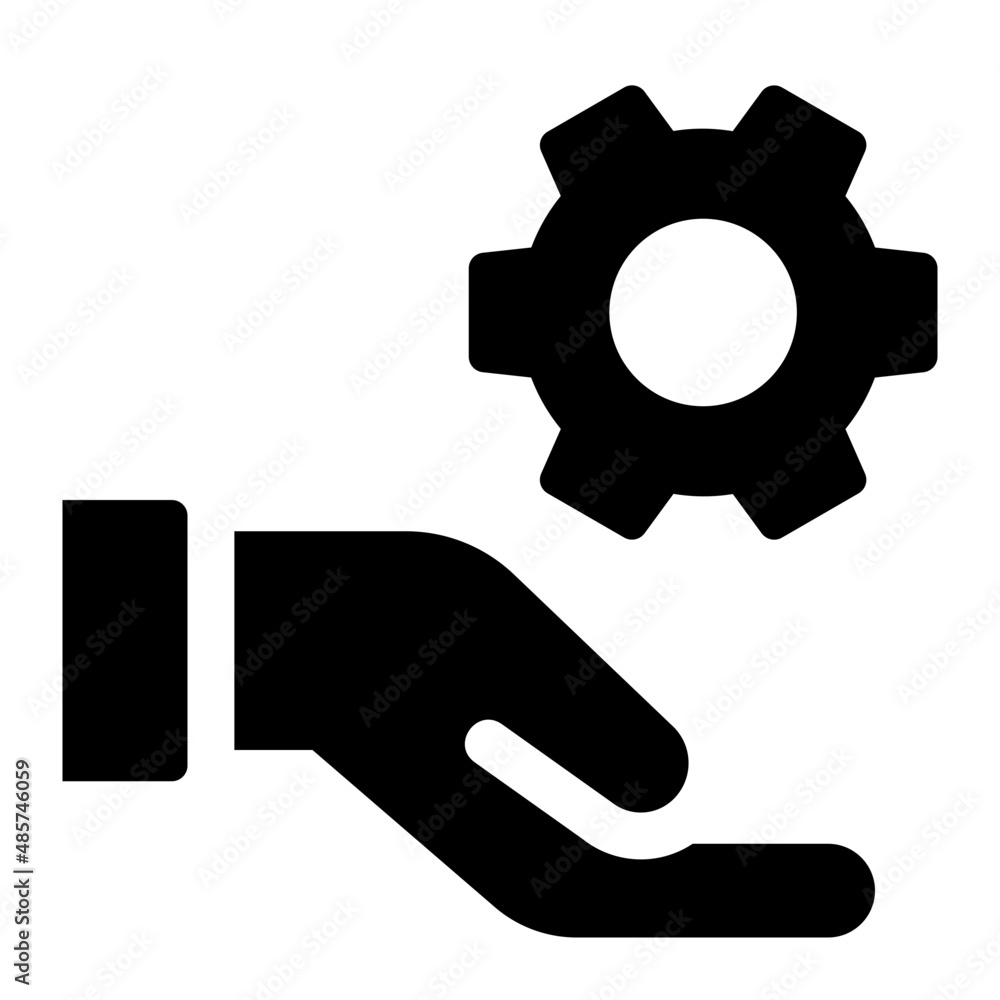 Hand With Gear Glyph Icon Vector Hand With Gear Glyph Icon Vector