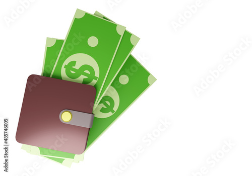 Wallet with cash. Green ban...