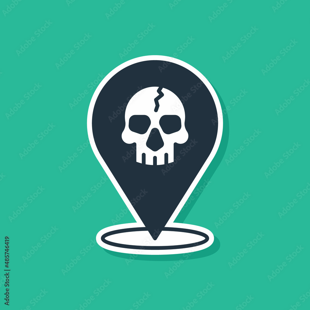 Blue Location pirate icon isolated on green background. Vector Blue Location pirate icon isolated on green background. Vector