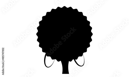 African pretty woman with afro hair style portrait. Black and white illustration