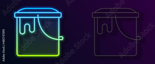 Wallpaper Mural Glowing neon line Paint bucket icon isolated on black background. Vector Torontodigital.ca