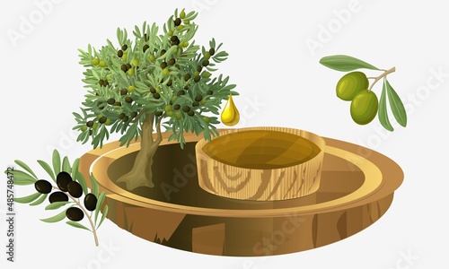 Olive oil tree design.