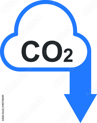 Co2 gas reduction blue icon vector, carbon dioxide reduce blue icon 