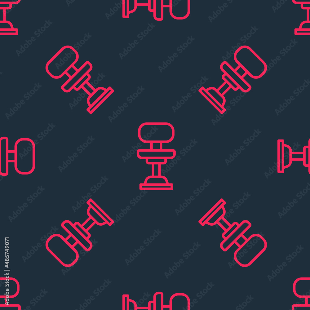 Red line Office chair icon isolated seamless pattern on black background. Vector Red line Office chair icon isolated seamless pattern on black background. Vector