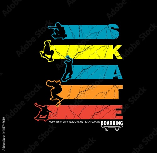 Vector illustration on the theme of skateboard and skateboarding in Brooklyn. Sport typography, t-shirt graphics, print, poster, banner, flyer, postcard,etc