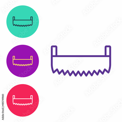 Set line Two-handed saw icon isolated on white background. Set icons colorful. Vector