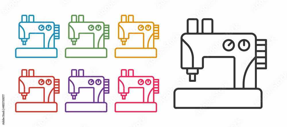 Set line Sewing machine icon isolated on white background. Set icons colorful. Vector Set line Sewing machine icon isolated on white background. Set icons colorful. Vector