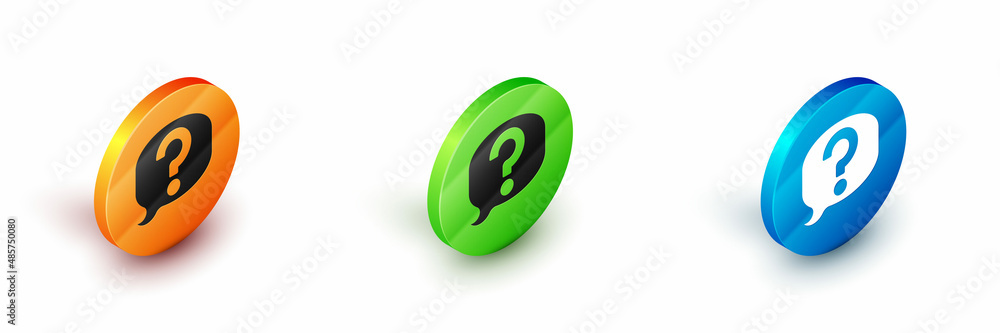 Isometric Speech bubble chat icon isolated on white background. Message icon. Communication or comment chat symbol. Circle button. Vector Isometric Speech bubble chat icon isolated on white background. Message icon. Communication or comment chat symbol. Circle button. Vector